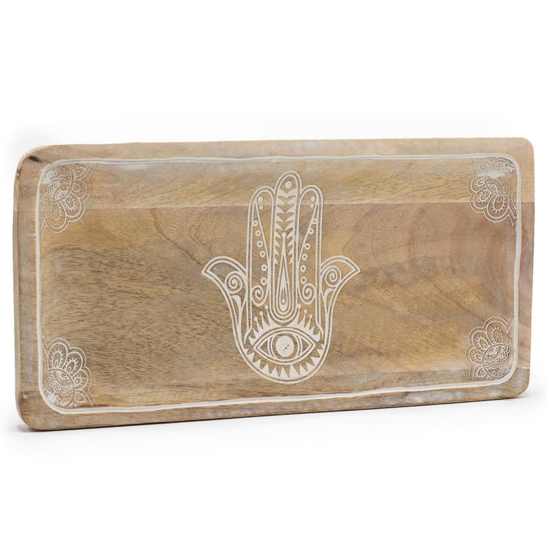 Dugi Pladanj 30x15x2.5cm - Hamsa Dizajn Bijela Patina