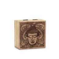 Mala Kvadratna Kutija 10x10x4.2cm - Lice Bude Crna Gravura