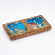 Dvostruki Pladanj za Sitnice 20x10x2,5cm - Dizajn Gljiva, Petrolej