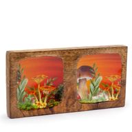 Dvostruki Pladanj za Sitnice 20x10x2,5cm - Dizajn Gljiva, Kestenjasta