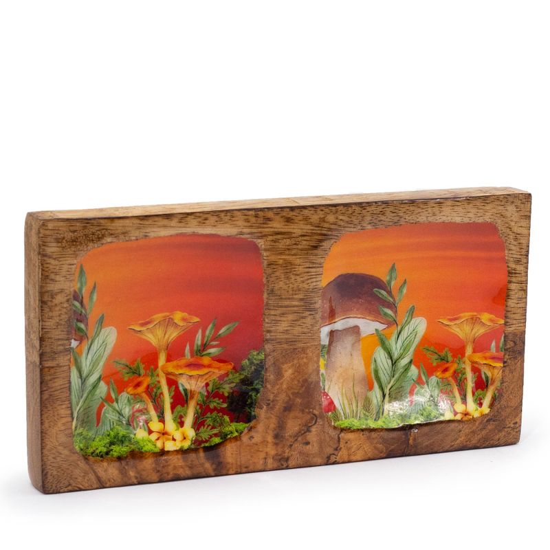 Dvostruki Pladanj za Sitnice 20x10x2,5cm - Dizajn Gljiva, Kestenjasta