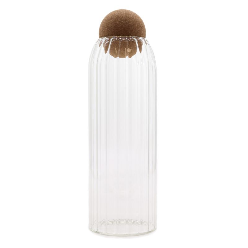 Staklena Boca s Čepom od Pluta u Obliku Kugle - Rebrasta - 25cm