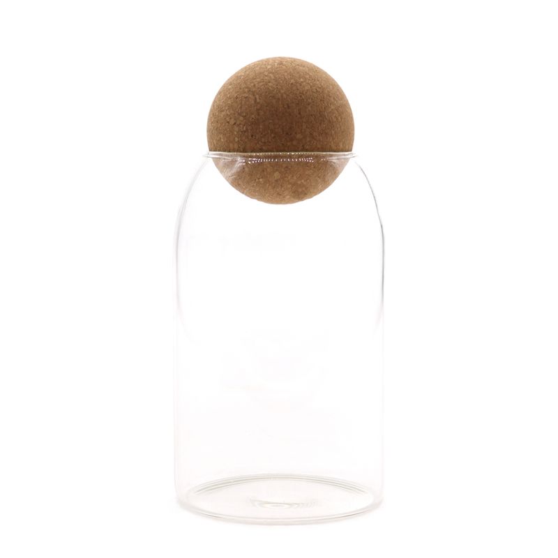 Staklena Boca s Čepom od Pluta u Obliku Kugle - Prozirna - 15cm