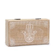 Srednja Kvadratna Kutija 17x10x4.2cm - Hamsa Bijela Patina