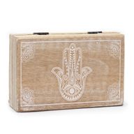 Velika Pravokutna Kutija 21.5x14x6.3cm - Hamsa Bijela Patina