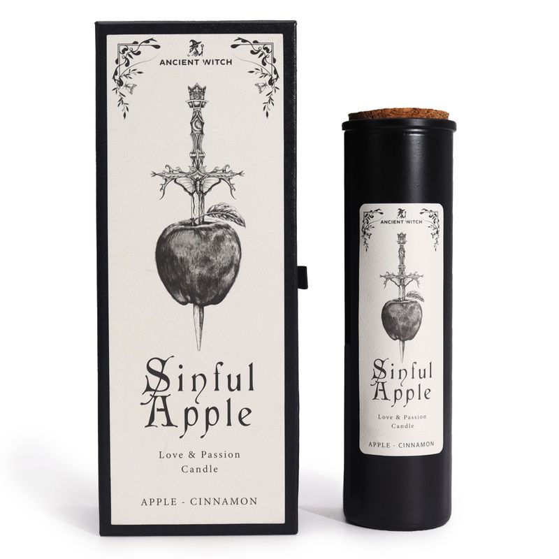 Sinful Apple ritualna svijeća drevne vještice i odgovarajuća poklon kutija, prednji prikaz