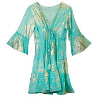 Tirkizna & Zlatni Koralji Ručno Oslikana Haljina Nomad Sari M/L