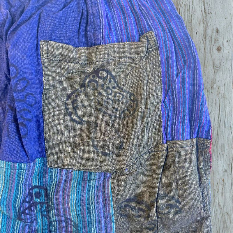 Hlače s Uzorkom Gljive - Nomad Sari Blok Print - Ljubičasti Tonovi S/M