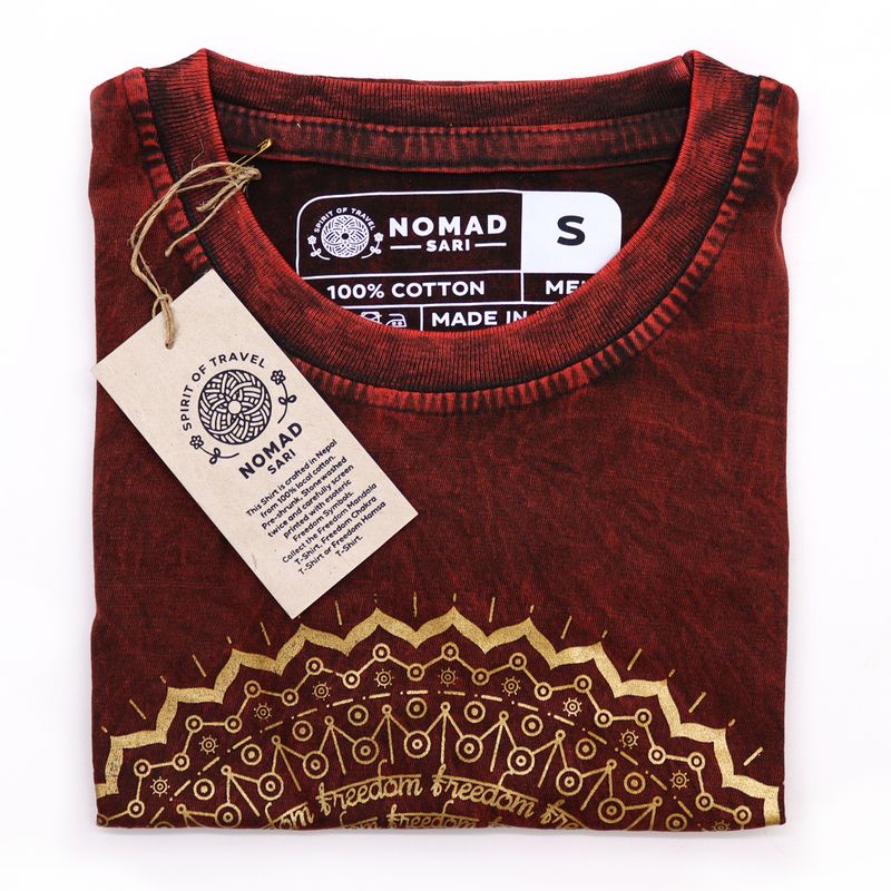 Majica Kratkih Rukava "Stone Washed" (S) – Mandala – Kestenjasta