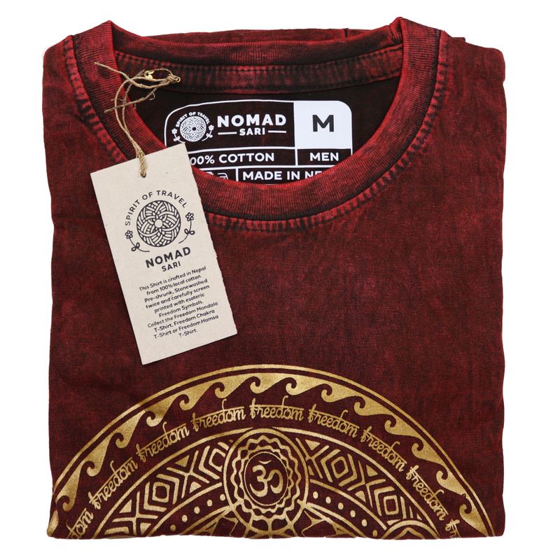 Majica Kratkih Rukava "Stone Washed" (M) – Čakra – Kestenjasta
