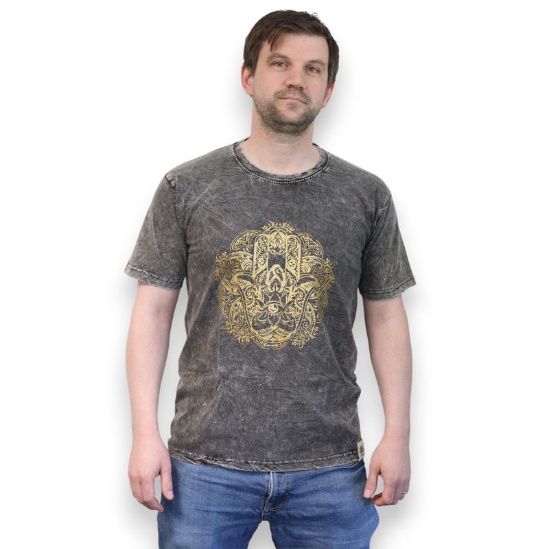 Majica Kratkih Rukava "Stone Washed" (M) – Hamsa – Tamnosiva