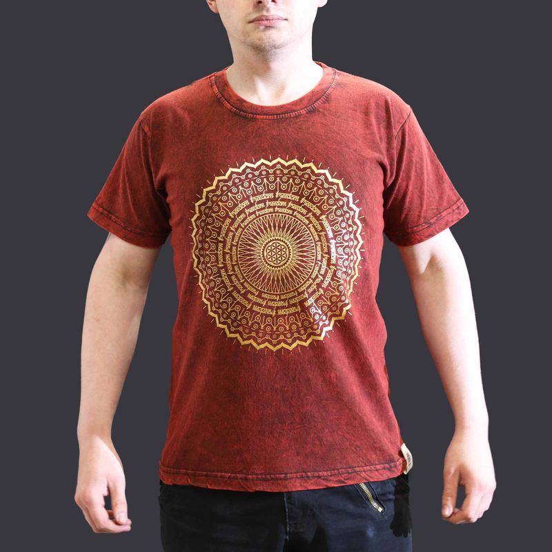 Majica Kratkih Rukava "Stone Washed" (S) – Mandala – Kestenjasta