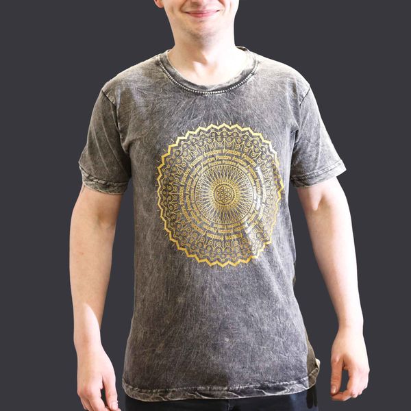 Majica Kratkih Rukava "Stone Washed" (S) – Mandala – Tamnosiva
