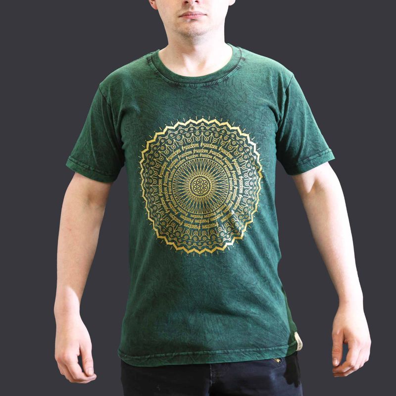 Majica Kratkih Rukava "Stone Washed" (S) – Mandala – Zelena