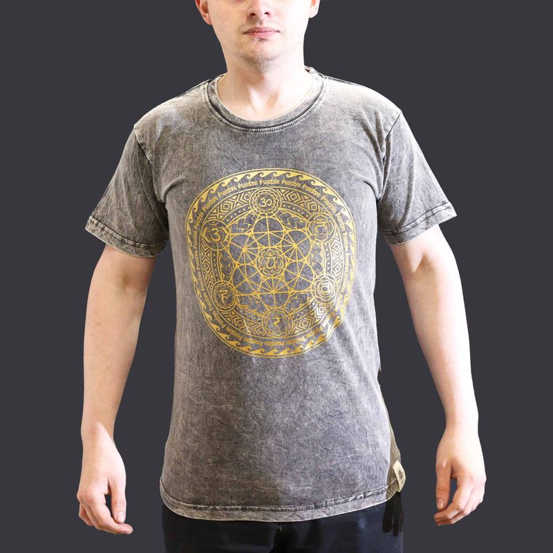Majica Kratkih Rukava "Stone Washed" (S) – Čakra – Tamnosiva