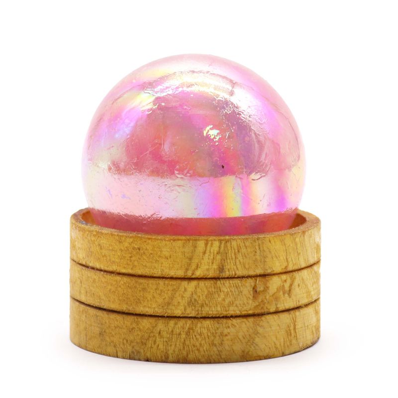 Kugla od Prirodnog Kristala 50 mm – Rozenkvarc Titanium Aura s Postoljem