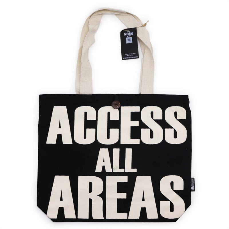 Ikonična Klasična Platnena Vrećica - ACCESS ALL AREAS (36x43x10cm) - Crna Prirodna 10oz