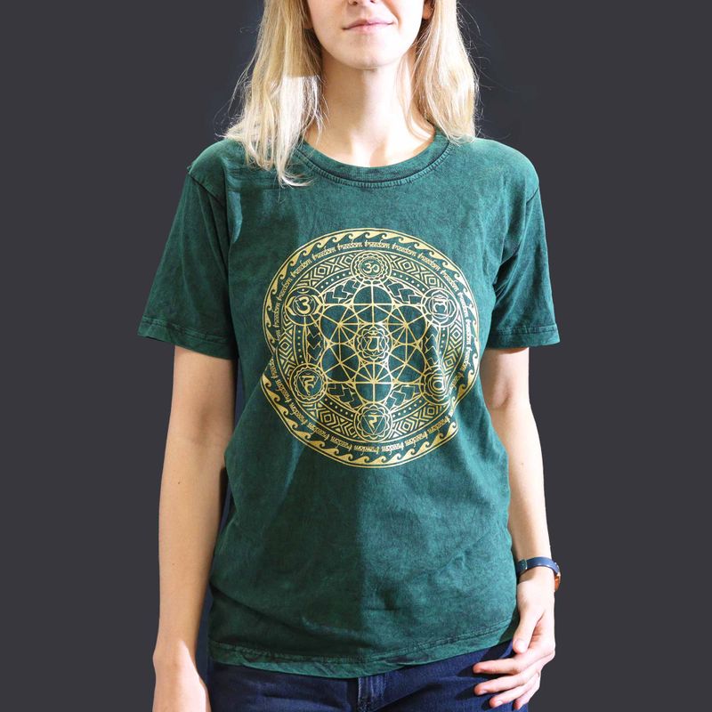 Majica Kratkih Rukava "Stone Washed" (S) – Čakra – Zelena