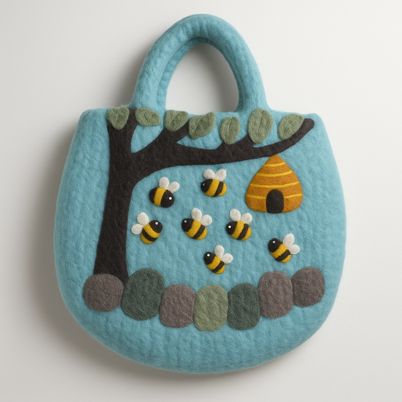 Filcana Torba s Motivom Drvca i Košnice - 35x27cm