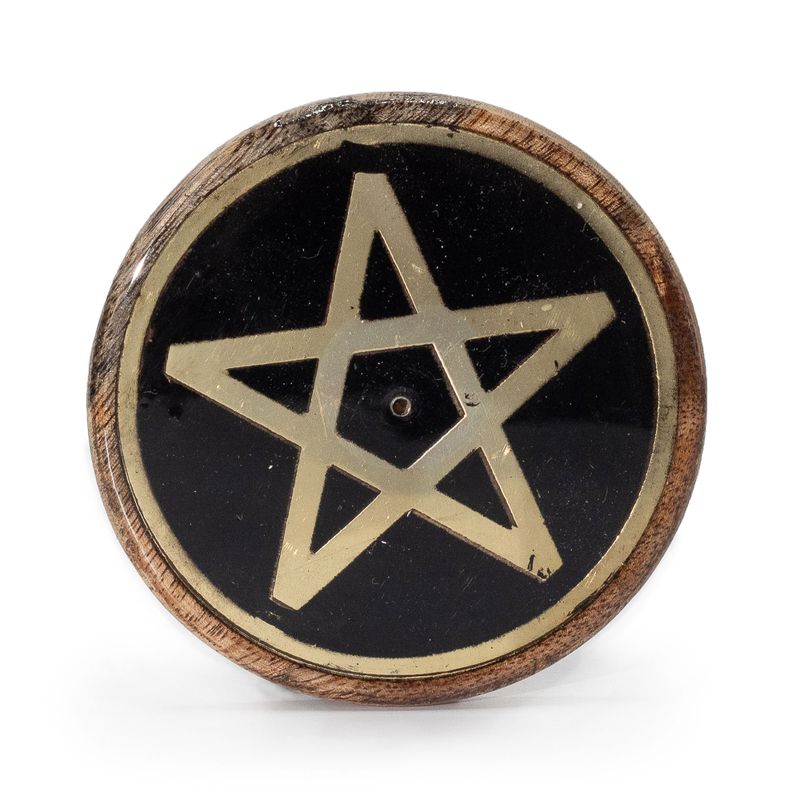 Držač za Mirisni Štapić - Zlatna i Crna na Drvu Manga - Pentagram