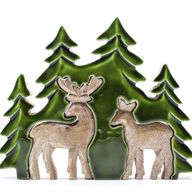 Izgubljeni u Šumi - Dva Jelena u Šumi 3D Drveni Ukras - 18x23cm