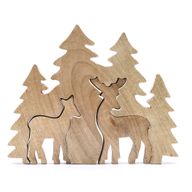 Izgubljeni u Šumi - Dva Jelena u Šumi 3D Drveni Ukras - 18x23cm