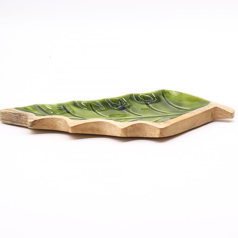 Izgubljeni u Šumi - Emajlirani List Drvena Posuda - 33x17cm