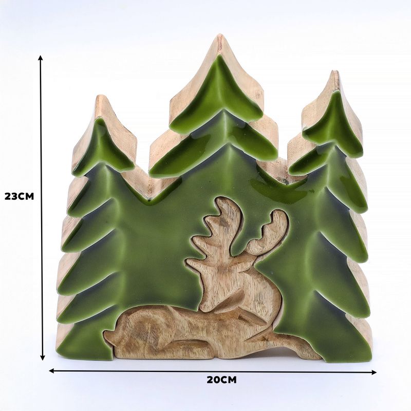 Izgubljeni u Šumi - Jelen u Šumi 3D Drveni Ukras - 23x20cm