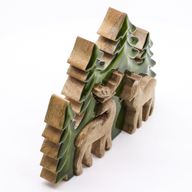 Izgubljeni u Šumi - Dva Jelena u Šumi 3D Drveni Ukras - 18x23cm
