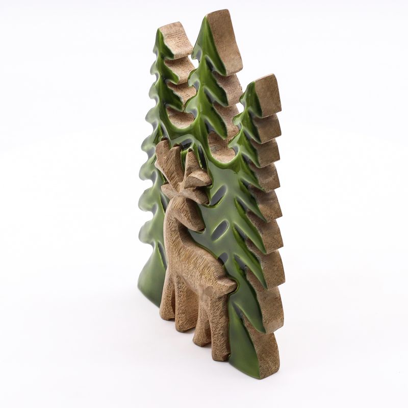 Izgubljeni u Šumi - Jelen u Šumi 3D Drveni Ukras - 25x15cm