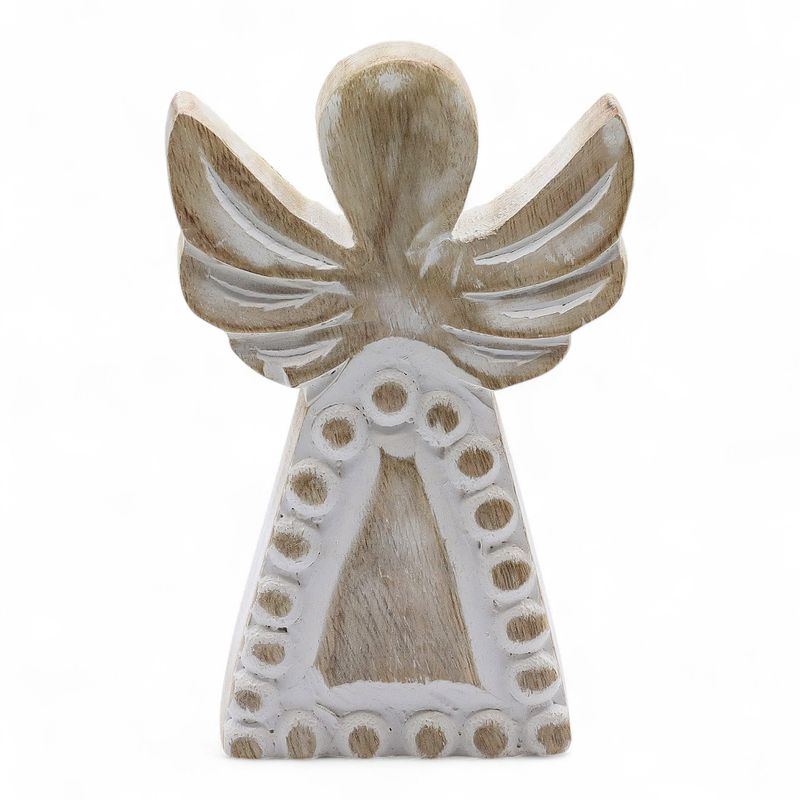 Anđeo od Drveta Manga - Bijela Patina - 13cm