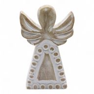 Anđeo od Drveta Manga - Bijela Patina - 13cm