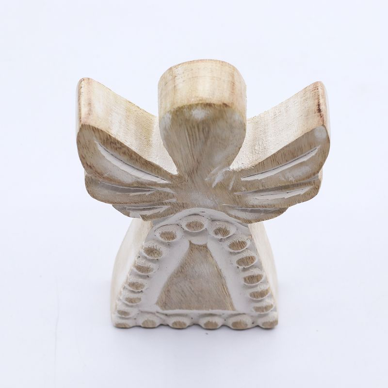 Anđeo od Drveta Manga - Bijela Patina - 13cm