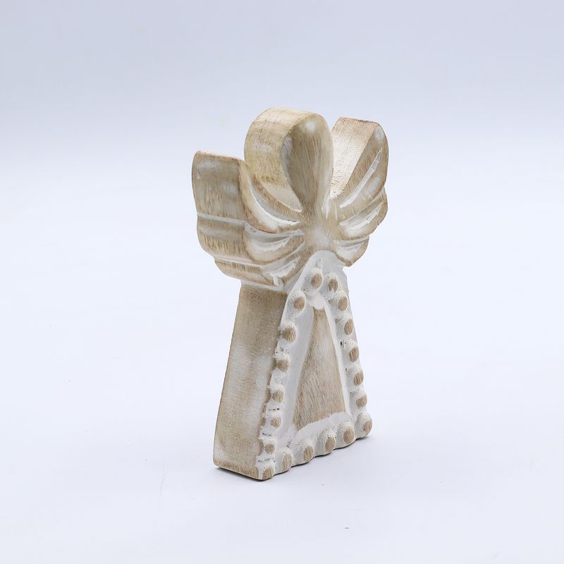 Anđeo od Drveta Manga - Bijela Patina - 13cm