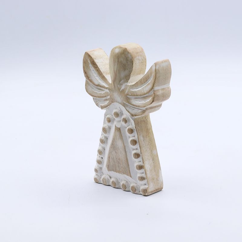 Anđeo od Drveta Manga - Bijela Patina - 13cm