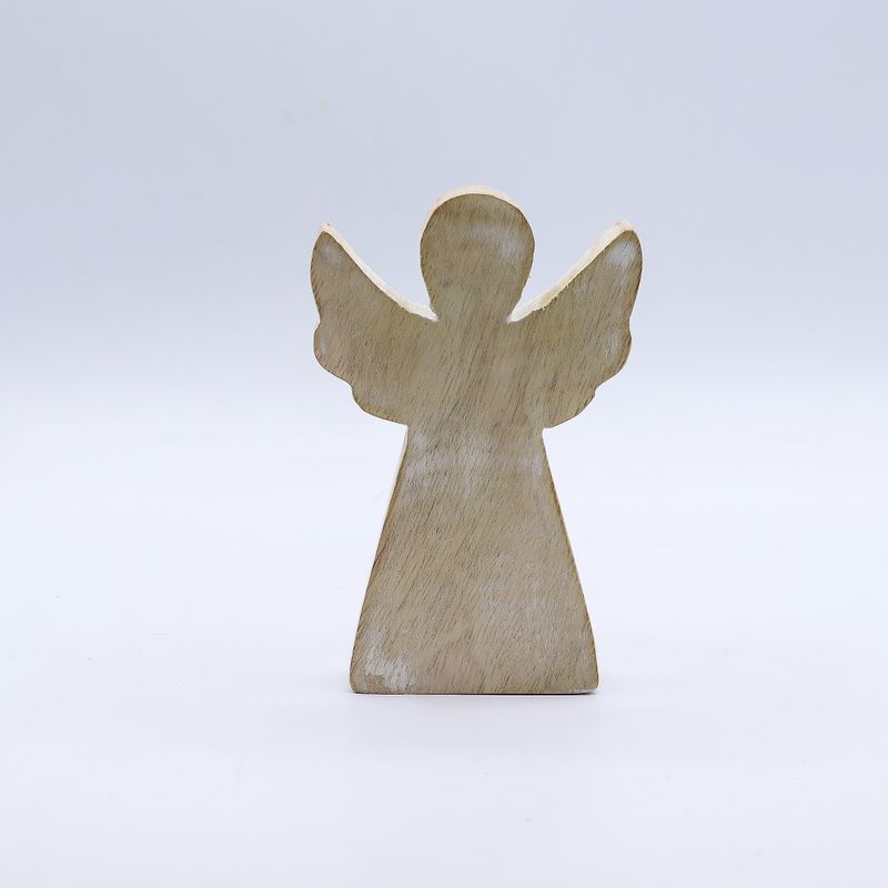 Anđeo od Drveta Manga - Bijela Patina - 13cm