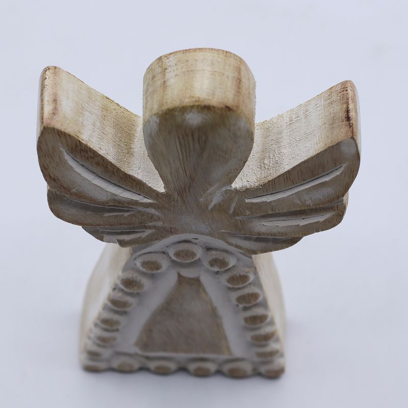 Anđeo od Drveta Manga - Bijela Patina - 13cm