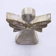 Anđeo od Drveta Manga - Bijela Patina s Izrezanom Zvijezdom - 18cm