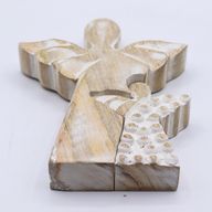 Anđeo u Anđelu od Drveta Manga - Bijela Patina - 15cm
