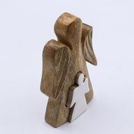 Anđeo u Anđelu od Drveta Manga - Bijeli Emajl - 15cm