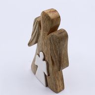 Anđeo u Anđelu od Drveta Manga - Bijeli Emajl - 15cm