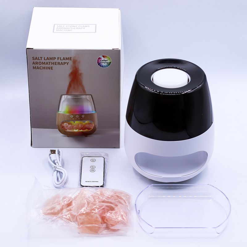Aroma Difuzor s Efektom Plamena i Himalajskom Soli – Bijeli (USB) – Promjena Boja i Timer