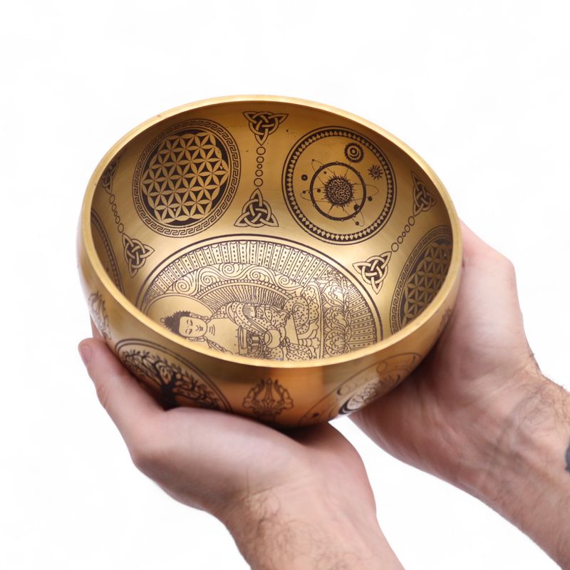 Ugravirani Buda od Čistog Mesinga – Set od 4 – Približno 3,85kg