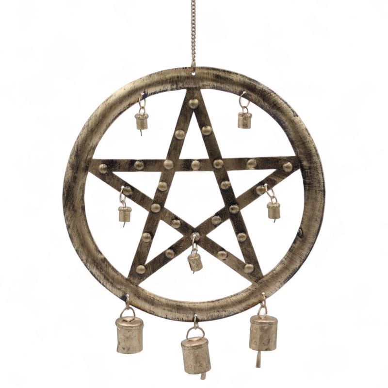 Indijsko zvono – Željezni pentagram s kravljim zvoncima, 25x49cm