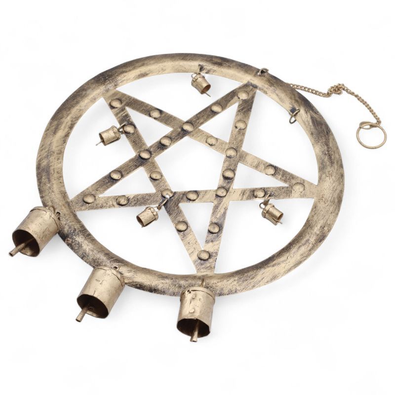 Indijsko zvono – Željezni pentagram s kravljim zvoncima, 25x49cm