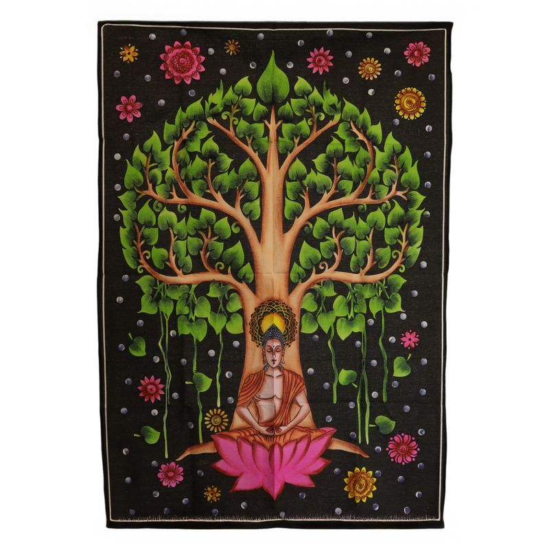 Pamučna Zidna Dekoracija (70x110cm) – Buda & Bodhi Drvo