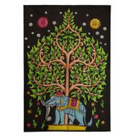 Pamučna Zidna Dekoracija (70x110cm) – Slon & Drvo Života
