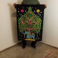 Pamučna Zidna Dekoracija (70x110cm) – Slon & Drvo Života
