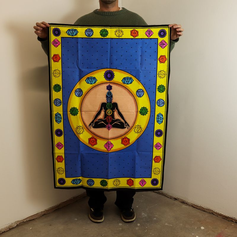 Pamučna Zidna Dekoracija (70x110cm) – Vibrantne Čakre