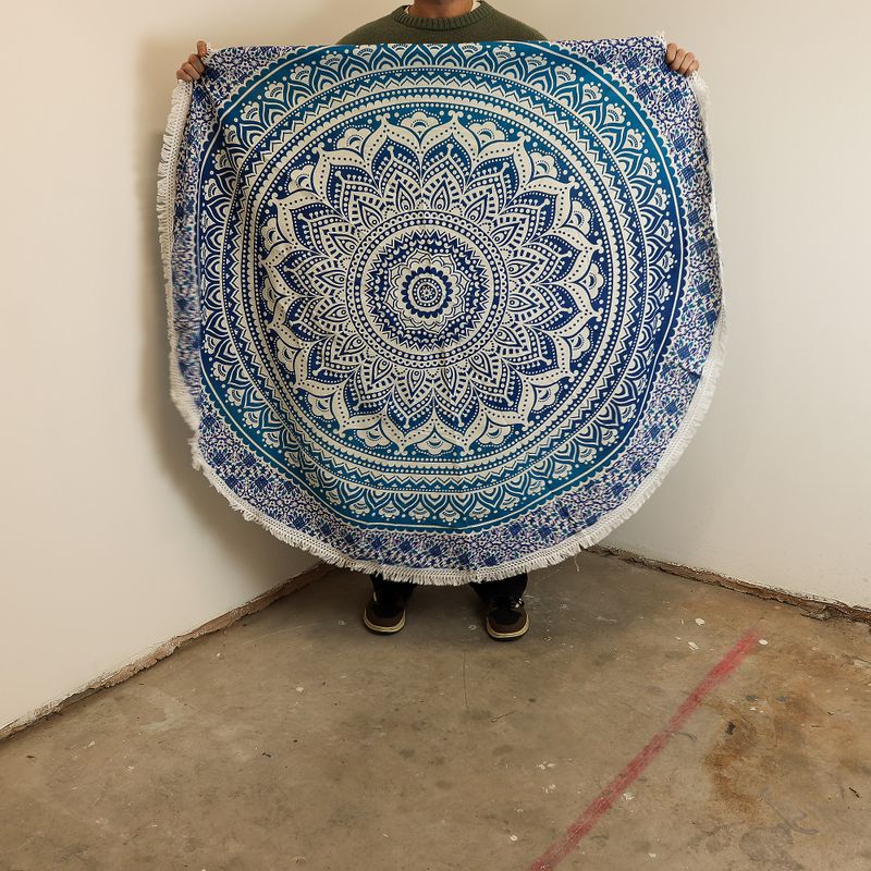Mala Mandala Okrugla Dekoracija (130cm) – Klasična Plava